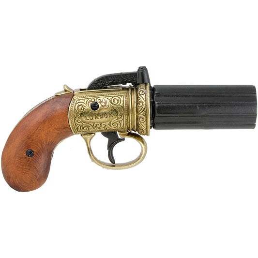 British Pepperbox Revolver Replica – Brass Finish