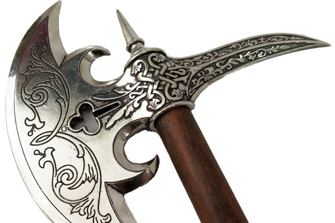 16th Century German Battle Axe – Nickel Finish