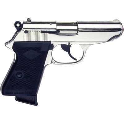 Replica James Bond PPK Style Nickel Finish 8MM Blank Firing Automatic Gun