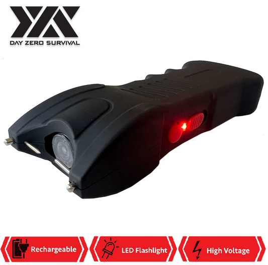 25 Million Volts Rechargeable Stun Gun with LED Flashlight – Black